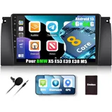 4G+64G CAMECHO Android 13 Autoradio für BMW 5 E39 E53 M5 X5 (1996-2007) mit Carplay Android Auto Navi, 8Core丨Doppel Din Autoradio mit 9 Zoll Bildschirm,Bluetooth FM/RDS Mirror Link DSP