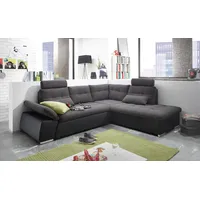 ED EXCITING DESIGN Ecksofa JAKARTA mit Bettfunktion, Kopfstützen, Nierenkissen etc. schwarz