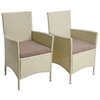 Rattan Gartensessel Polyrattan Stuhl 2er Set Gartenstuhl Garten Sessel Beige