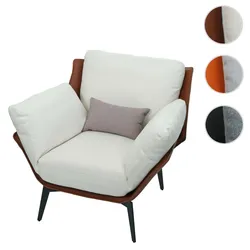 Sessel HWC-L82, Lounge-Sessel Cocktailsessel Polstersessel Relaxsessel, Kunstleder Stoff/Textil Metall ~ dunkelbraun