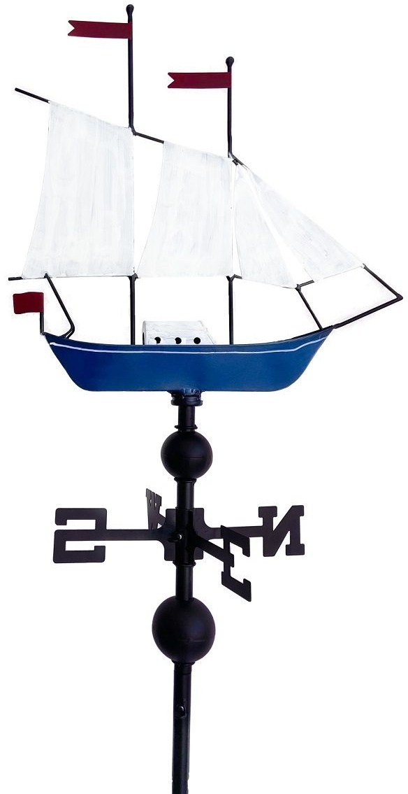 Windfahne mit Segelschiff, maritime Wetterfahne mit Bodenstecker