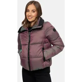 Navahoo Damen Winterjacke warm reflektierende Steppjacke in Metallic-Optik Sternschnüppchen Aubergine Gr. M - M