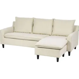 Beliani Ecksofa Hellbeige Polsterbezug L-Förmig Linksseitig Universal Traditionell Wohnzimmer - Beige/Schwarz