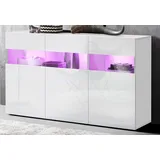 INOSIGN Sideboard, Kommode mit 3 Türen, Breite 130 cm, ohne Beleuchtung weiß