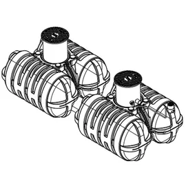 ROTH Flachtank - Zisterne Twinbloc Garten-Set 5000 Liter (2 x L) mit höhenverstabllbarem Domschacht und