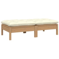 vidaXL Gartensofa 2-Sitzer mit Creme Kissen Massivholz Kiefer