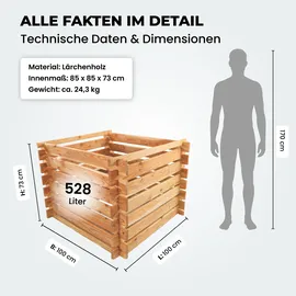 NATIV Holzkomposter natur 100x100cm Lärche für Garten Stecksystem langlebig