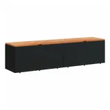 vidaXL Gartentruhe Schwarz 220x50x54 cm Poly Rattan Akazienholz