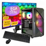 gamemax Gaming-PC Striker 14700F 32" Curved Intel Core i7 4,7 GHz 16 GB RAM 1 TB SSD RTX 5060Ti Win 11