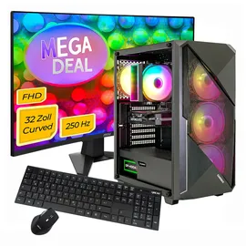 gamemax Gaming-PC Striker 14700F 32" Curved Intel Core i7 4,7 GHz 16 GB RAM 1 TB SSD RTX 5060Ti Win 11