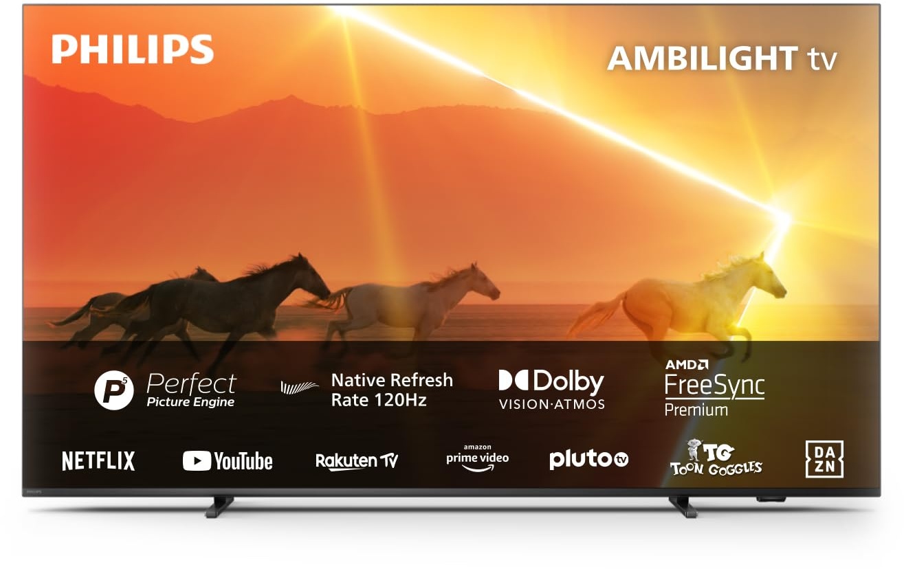 Philips Ambilight TV | 65PML9008/12 | 164 cm (65 Zoll) 4K UHD MiniLED Fernseher | 120 Hz | HDR | Dolby Vision | Smart TV | VRR | WiFi | Bluetooth | DTS:X | Sprachsteuerung