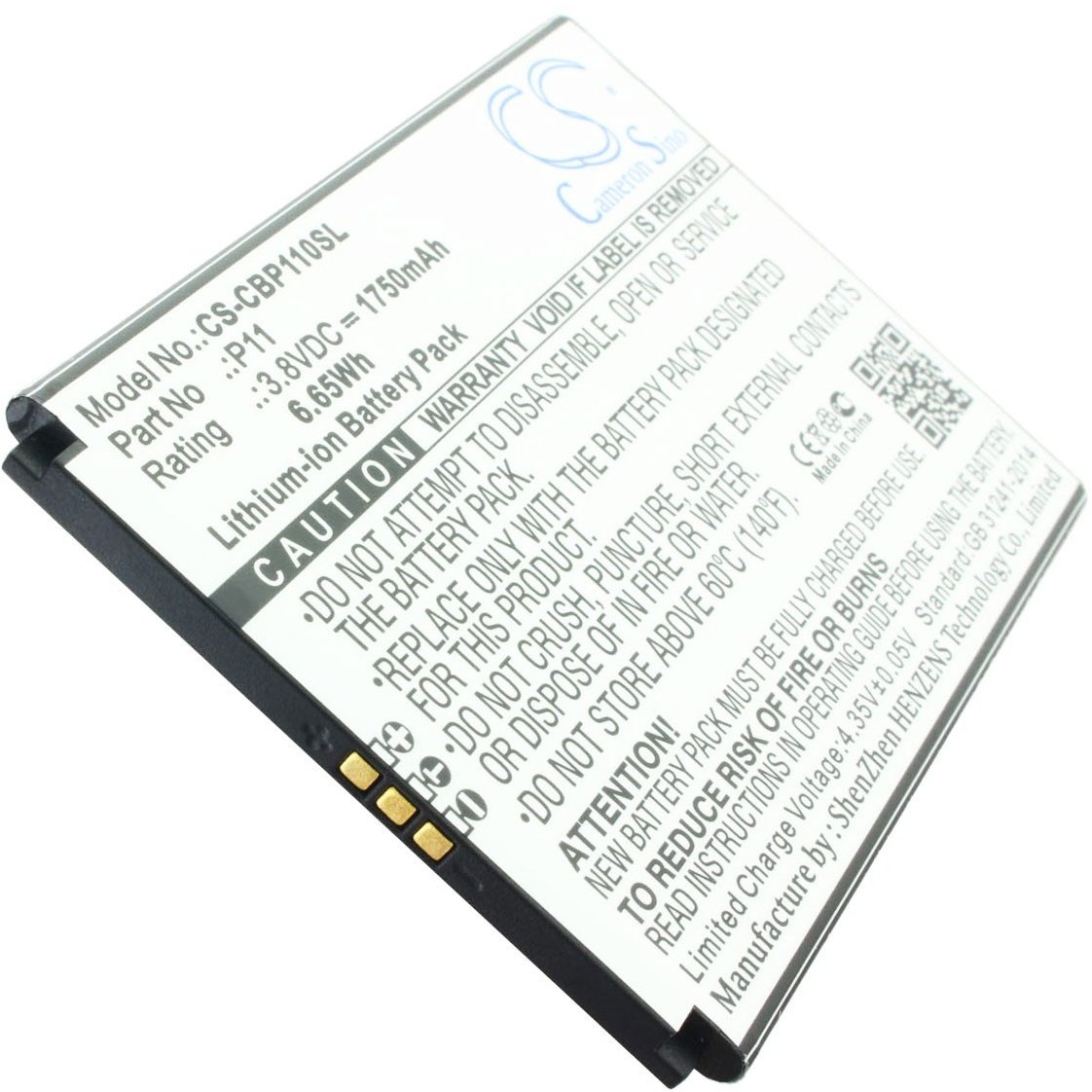 Li-Ion-Akku - 1700mAh (3.8V) für Cubot P11 Handy, Smartphone, Telefon wie P11, P12, Z100