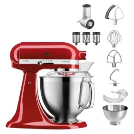KitchenAid Artisan 5KSM185 Empire Rot Beginnerset + Flexirührer + Gemüseschneider