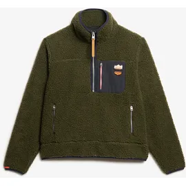 Superdry Damen. Vintage Retro halber Reißverschluss Fleece grün (L), Lässig, Polyester