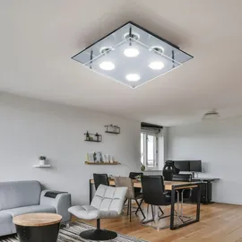 GLOBO Deckenleuchte 4 flammig eckig Chrom Glas