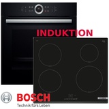 Induktion Herd Bosch Herdset Autark Backofen Schwarz + Induktion Kochfeld Neu