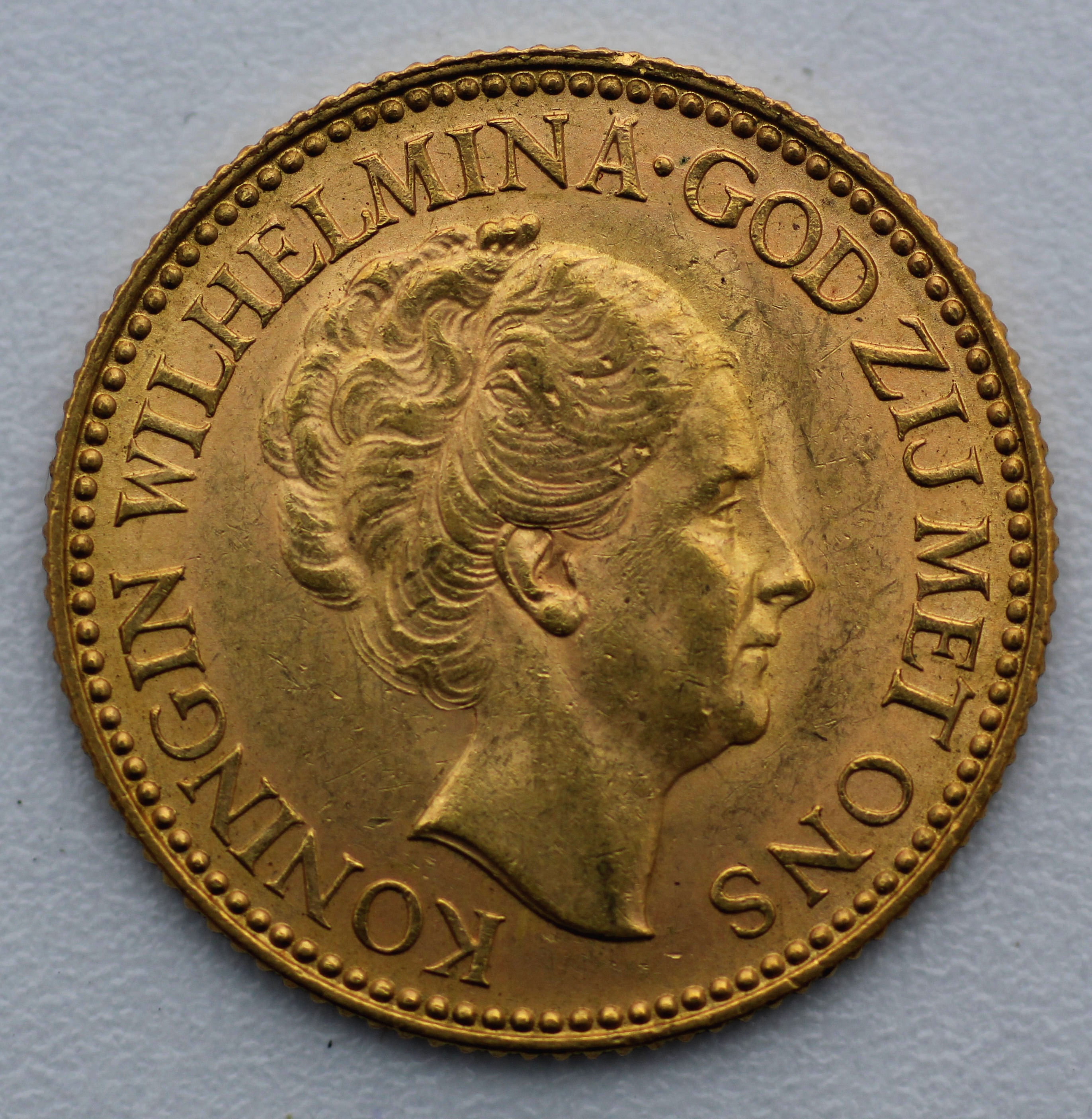 Goldmünze 10 Gulden/Wilhelmina (Niederlande)