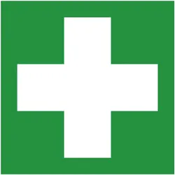 Rettungsschild als Symbol Erste Hilfe nach ISO 7010