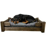 Kistenkolli Altes Land Hundekorb Winston XL aus Holz mit Kissen 100x60x25cm Hundekorb Hundekissen Schlafplatz Vintage Hundesofa (Palisander)