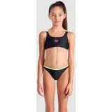 Arena Sport Bikini Mädchen arena Kinder GIRLS TWO PIECES SWIMSUIT, Black-soft Green-water-soft Green 116