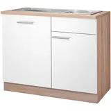 wiho Küchen Spülenschrank »Montana«, 110 cm breit, inkl. Tür/Griff/Sockel für vollint. Geschirrspüler, weiß