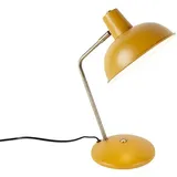 QAZQA Retro Tischlampe gelb mit Bronze - Milou