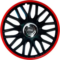 j-tec Satz J-Tec Radzierblenden Orden R 14-Zoll Schwarz/Rot + Chrom Ringe