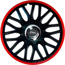 j-tec Satz J-Tec Radzierblenden Orden R 14-Zoll Schwarz/Rot + Chrom Ringe