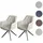Mendler 2er-Set Esszimmerstuhl HWC-L80, Küchenstuhl Polsterstuhl Stuhl mit Armlehne, drehbar, Metall Stoff/Textil creme-beige