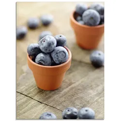 Glasbild ARTLAND "Frische Blaubeeren", braun (farbe bild(er): braun), B:45cm H:60cm, Bilder, in verschiedenen Größen