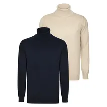 Felix Hardy Rollkragenpullover FELIX HARDY "Rollkragenpullover 2er-Pack", Herren, Gr. M, beige, navy, 100% Baumwolle, Pullover Rollkragenpullover