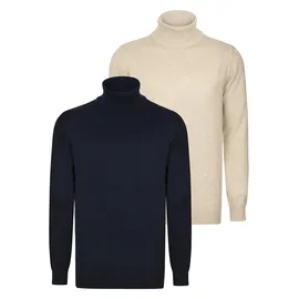 Felix Hardy Rollkragenpullover FELIX HARDY "Rollkragenpullover 2er-Pack", Herren, Gr. M, beige, navy, 100% Baumwolle, Pullover Rollkragenpullover