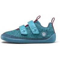 Affenzahn Barfußschuh Knit Happy mit Klettverschluss, Vegan, rutschfest, Flexibel, Reflektierend, besonders leicht in Größe 21-32 Hai - Blau - 24 EU