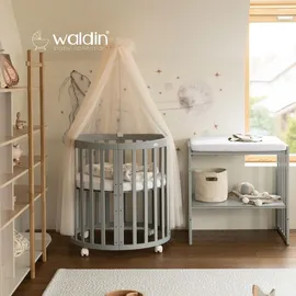 Waldin Babybett OWAL Kinderbett 7in1 mit Matratze, mitwachsendes Kinder-Bett