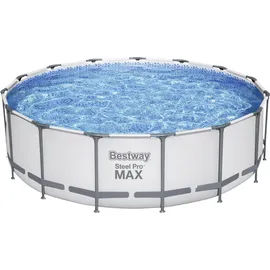 BESTWAY Steel Pro Max Frame Pool Set 457 x 122 cm lichtgrau inkl. Filterpumpe