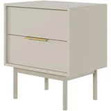 Selsey Nachttisch Beistellschrank Beistelltisch Nachtschrank 54 cm Mit 2 Schubladen Graubeige Holzerne Beine Viviaro