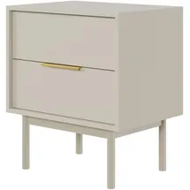 Selsey Nachttisch Beistellschrank Beistelltisch Nachtschrank 54 cm Mit 2 Schubladen Graubeige Holzerne Beine Viviaro