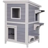 lionto Katzenhaus Katzenhütte Katzenhöhle Katzengehege grau