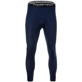 Bugatti Herren Lange Unterhose - Feinripp, Eingriff, Baumwolle, einfarbig Blau M
