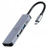 Gembird A-CM-COMBO5-02 Notebook-Dockingstation & Portreplikator Kabelgebunden USB 3.2 Gen 1 (3.1 Gen 1) Type-C Silber