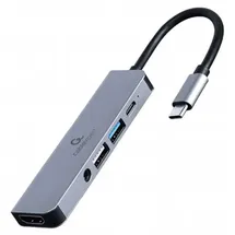 Gembird A-CM-COMBO5-02 Notebook-Dockingstation & Portreplikator Kabelgebunden USB 3.2 Gen 1 (3.1 Gen 1) Type-C Silber
