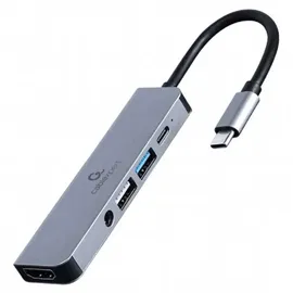 Gembird A-CM-COMBO5-02 Notebook-Dockingstation & Portreplikator Kabelgebunden USB 3.2 Gen 1 (3.1 Gen 1) Type-C Silber