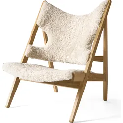 Knitting Sheepskin Sessel cremefarbig auf Eichenbeinen