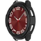 Kompatibel mit Samsung Galaxy Watch 6 Classic 47mm Protector hülle Silikon Stoßfeste Schutzhülle und Lünette Ring Lünette Ring Zifferblatt Schutzhülle für Galaxy Watch 6 Classic 47mm (Schwarz)