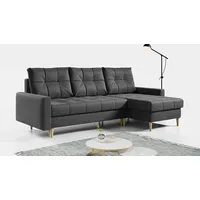 MKS MEBLE Ecksofa - L-Form Sofa mit Schlaffunktion - Wohnlandschaft L Form, Ecksofa mit Schlaffunktion und Bettkasten, Schlafsofa mit Bettkasten, Couch mit Schlaffunktion - Grau Astra