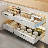 Teleskopschublade, Schrankauszug küche aus Kohlenstoffstahl, Slide Out Drawer Cabinet Organizer Küche,küchenschrank auszug, Küchenschublade , Ausziehbare Ausziehbare Schublade (weiß,2 Stück 35CM)