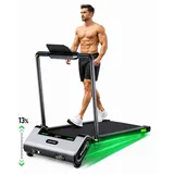 Akluer Walking Pad mit 13% Automatischer Steigung | Laufband 1-12 km/h | 2,5 HP Motor | LED Display | Klappbar für Zuhause - Schwarz