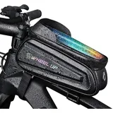 AICTIMO Fahrrad Rahmentasche MTB Wasserdicht Lenkertasche Handyhalterung Handytasche Fahrrad 7 Zoll - L