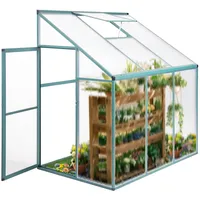 Gegaden Anlehngewächshaus Tomatenhaus Gewächshaus 181x122x195cm Aluminium Beistell-Gewächshaus, Treibhaus Gartenhaus Frühbeet Ohne Rückwand, Gewächshaus Winterfest Klein, Minigewächshaus, 2.2m2, Grün
