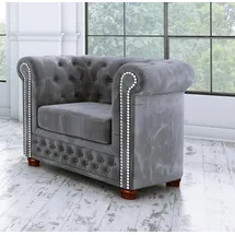 s-style möbel Chesterfield-Sessel Leeds Samt 0 x 0 x 0 cm Grau